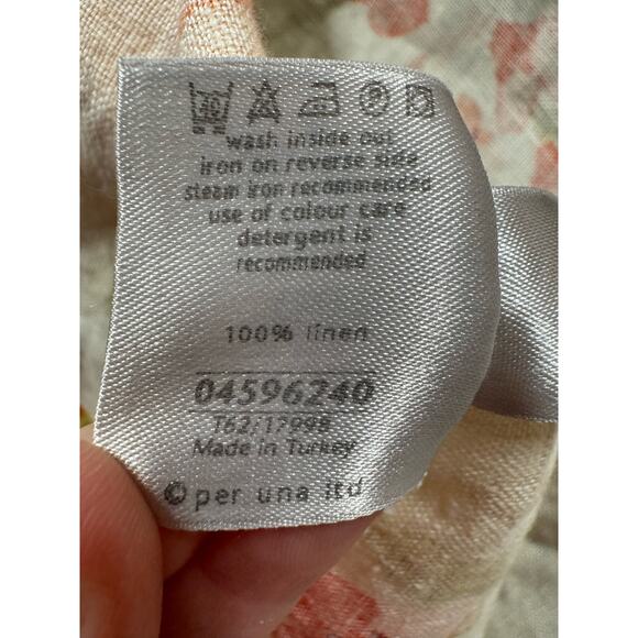 Per Una 100% Linen Floral Bias Cut Midi Dress US Size 8L Vtg Y2K Boho Cottage - Picture 11 of 12